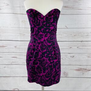 21 strapless black purple mini dress